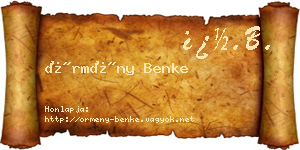 Örmény Benke névjegykártya